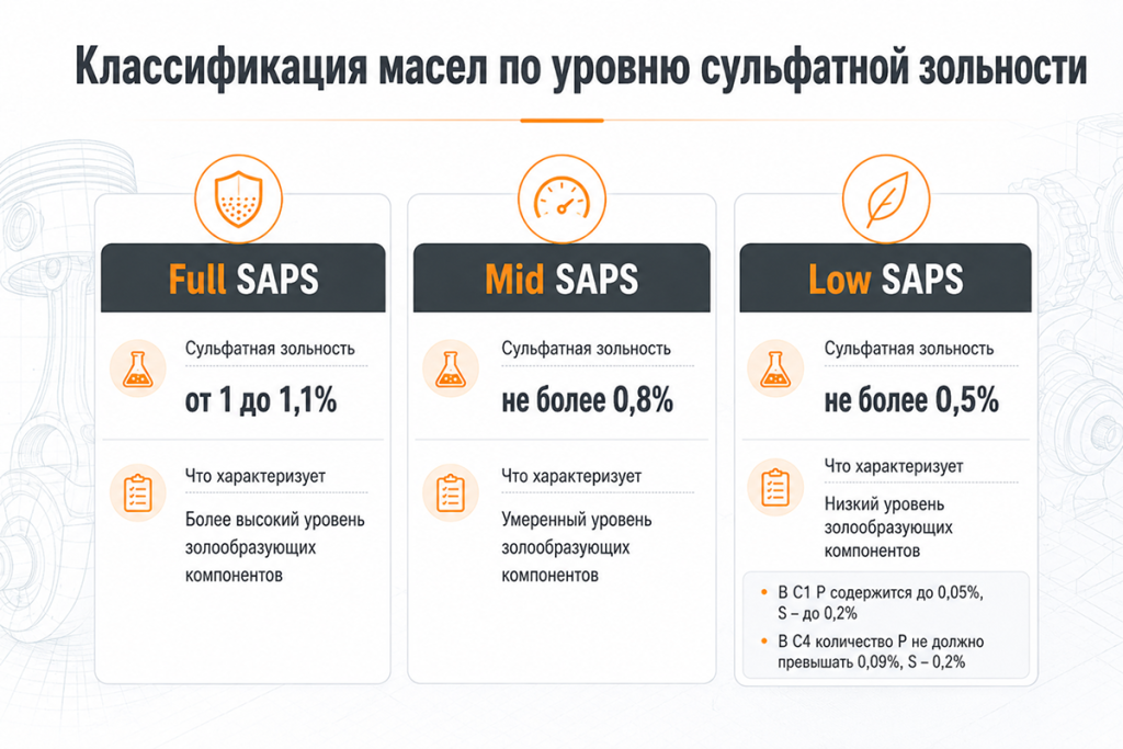 классификация масел по уровню сульфатной зольности