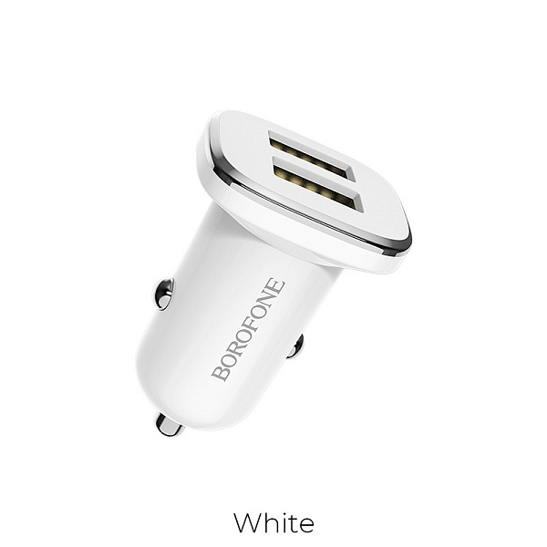 Автомобильное зарядное устройство BOROFONE BZ12 Lasting Power, 2xUSB, 2.4А, белый