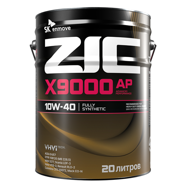 Моторное масло ZIC X9000 AP  10W-40  20 л. синт.