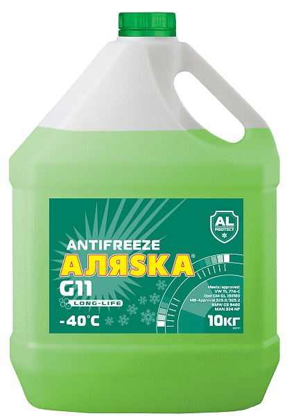 Антифриз -40 зеленый Аляска G-11 LongLife  10 кг.