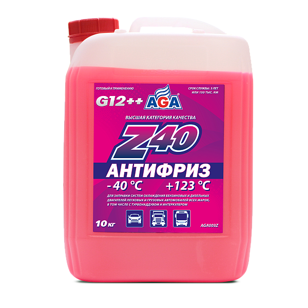 Антифриз готовый к применению AGA003Z Красный G12++  10 кг.